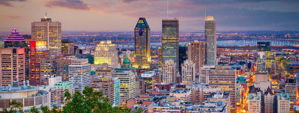 Le centre-ville de Montréal au Québec où se trouvent différentes filiales d’Optimum Groupe financier.